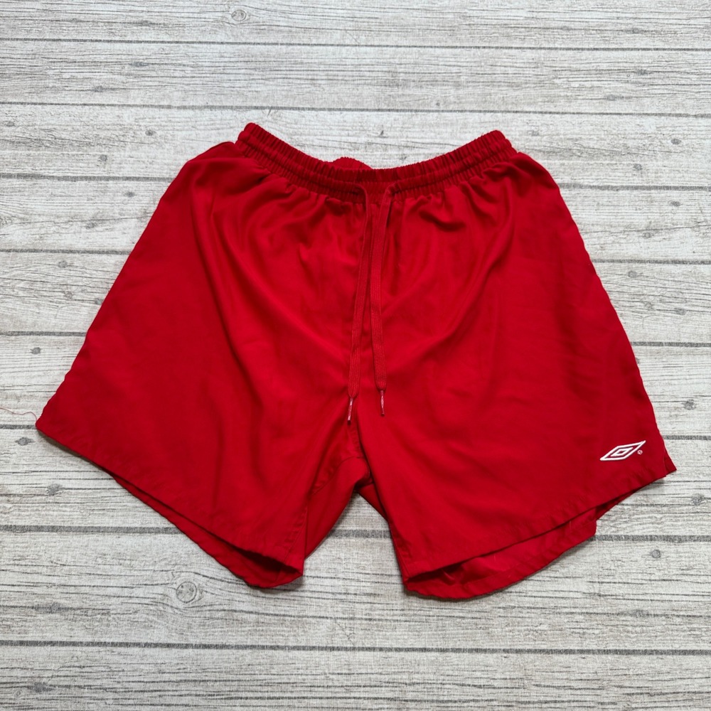Umbro Soccer Shorts Men's XL Red Elastic Waist Drawstring Athletic Training Gym